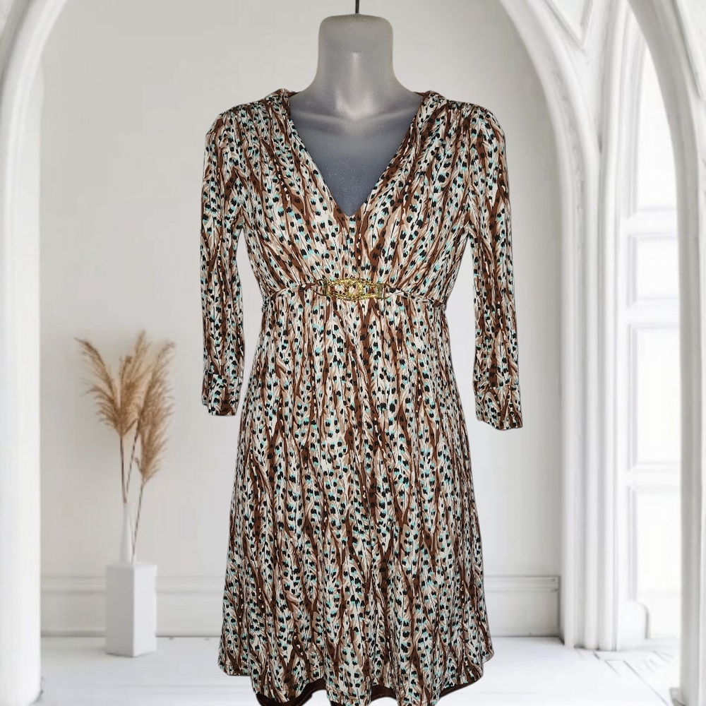 Original Milly of New York Brown  Blue Silk Mini Dress 90's Vintage